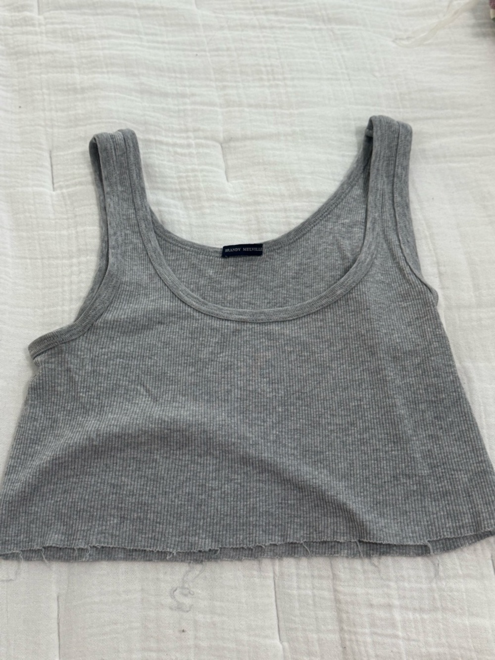 Brandy Melville Gray Ribbed Crop Tank